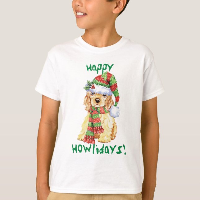 Camiseta Happy Howlidays Cocker Spaniel T-Shirt (Frente)