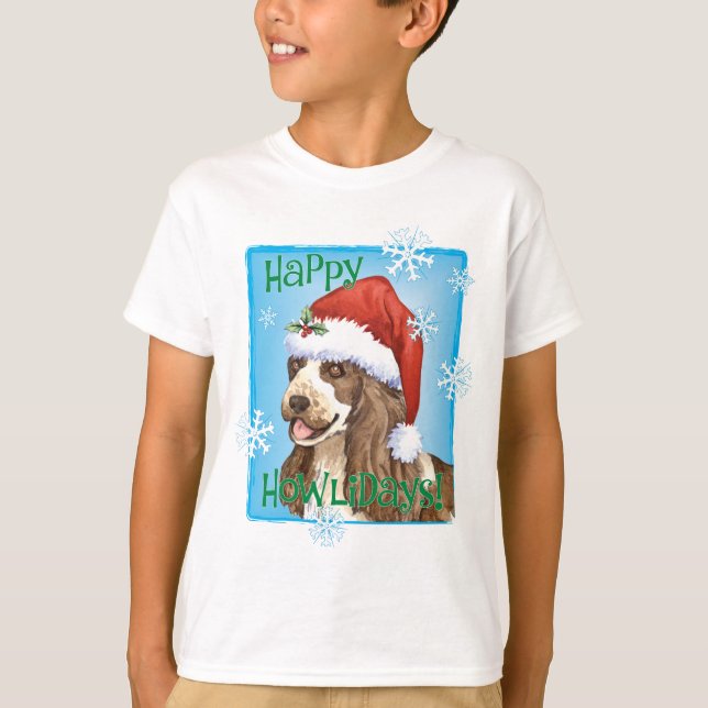 Camiseta Happy Howlidays English Cocker Spaniel (Frente)
