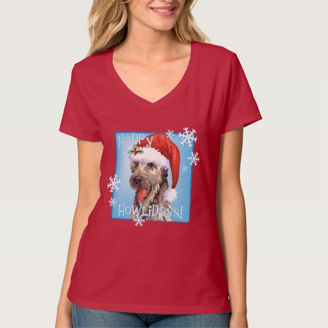 Camiseta Happy Howlidays Irish Wolfhound (Frente)