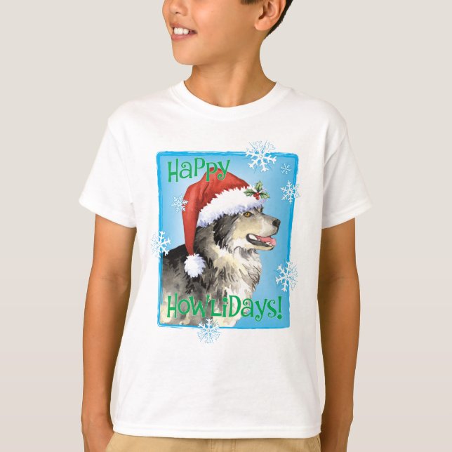 Camiseta Happy Howlidays Malemute T-Shirt (Frente)