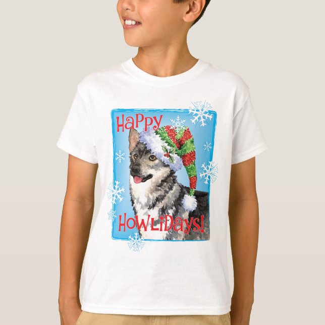 Camiseta Happy Howlidays Swedish Vallhund T-Shirt (Frente)