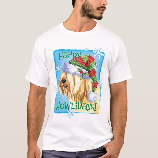 Camiseta Happy Howlidays Tibetan Terrier (Frente)