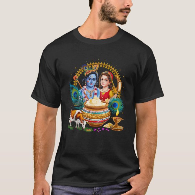 Camiseta Happy Janmashtami Hinduism Hindu Holiday Radha Kri (Frente)