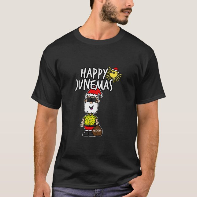 Camiseta Happy Junemas Christmas June 2021 Santa Summer Fun (Frente)