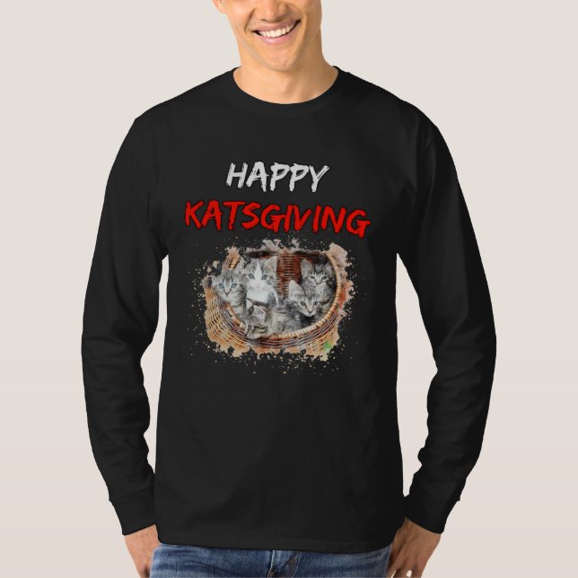 Camiseta Happy Katsgiving  Best Thanksgiving  for Cat (Frente)