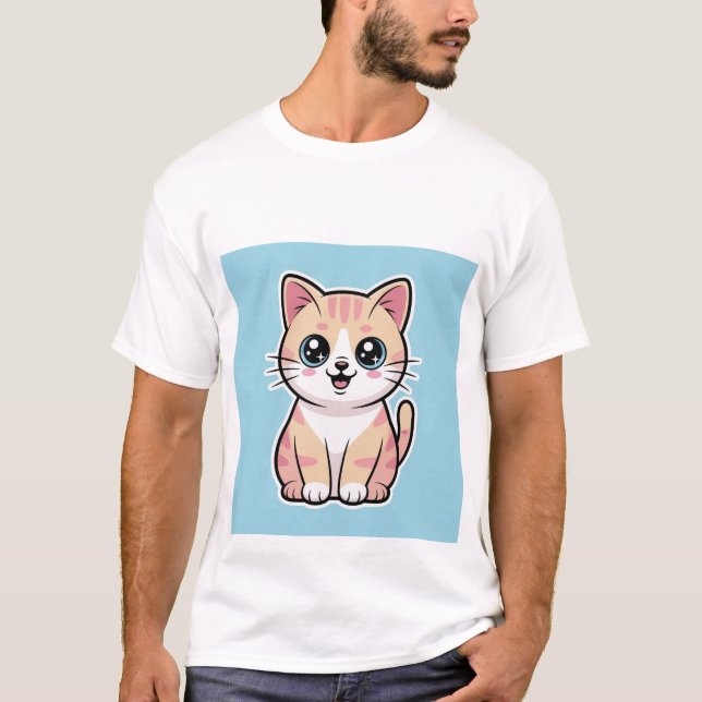 Camiseta Happy Kawaii Cat Smiling Big - Pastel Kitten ✨🐾 (Frente)