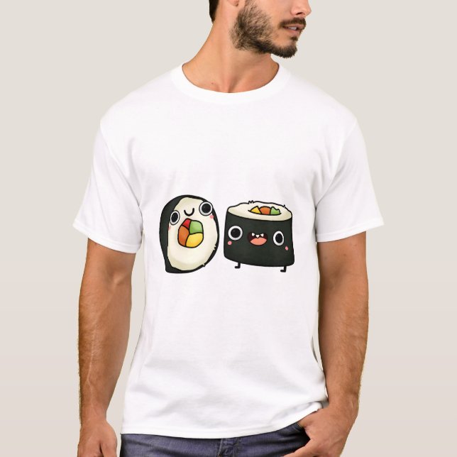 Camiseta Happy Kawaii Sushi Rolls (Frente)