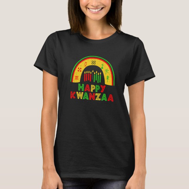 Camiseta Happy Kwanzaa Decorations Rainbow 7 Seven Principl (Frente)