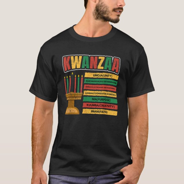 Camiseta Happy Kwanzaa Kinara Candles Principles African Am (Frente)