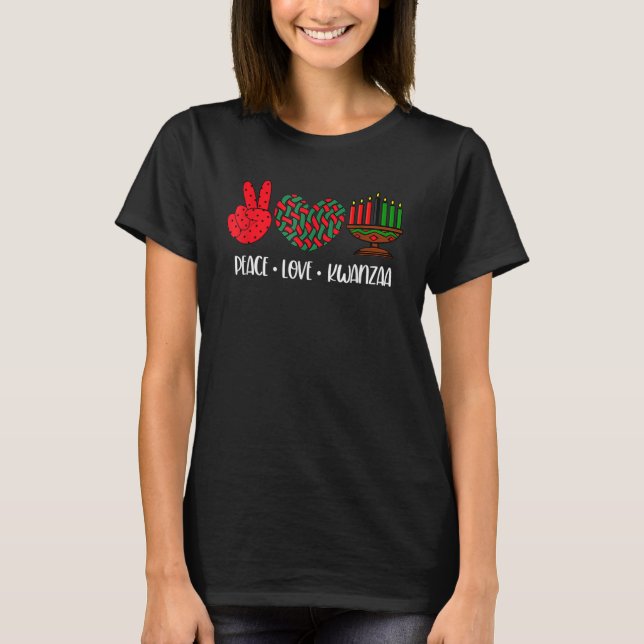 Camiseta Happy Kwanzaa Peace Love Kwanzaa Black Culture Cel (Frente)