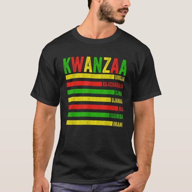 Camiseta Happy Kwanzaa Seven Principles Of Kwanzaa Men Wome (Frente)