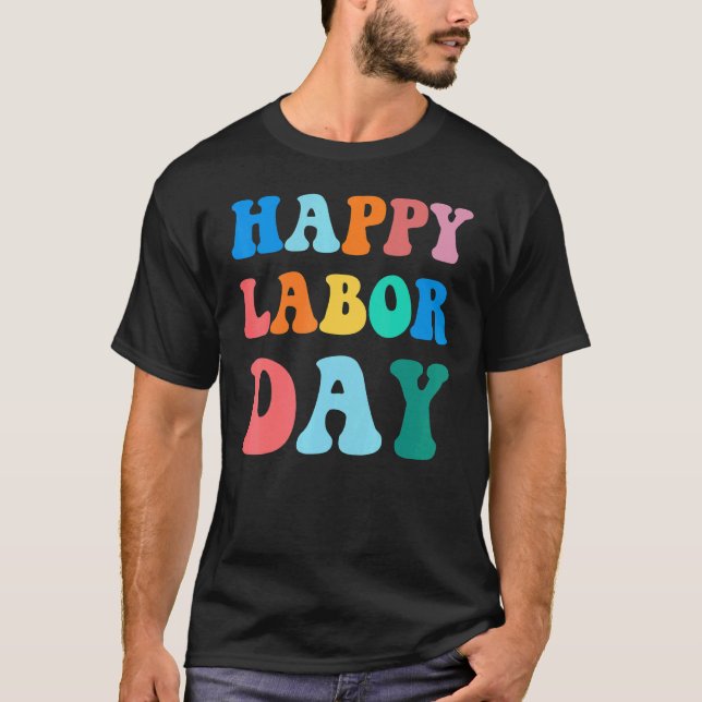 Camiseta Happy Labor Day Simple Rainbow for men women (Frente)