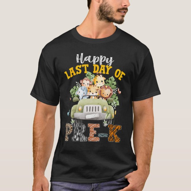 Camiseta Happy Last Day of School Pre k Safari Animals Summ (Frente)