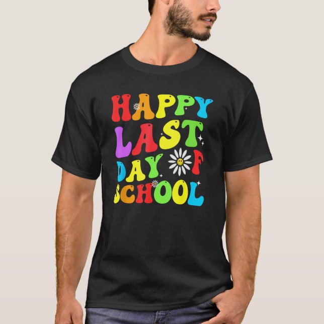 Camiseta happy last day of school teacher student groovy wa (Frente)
