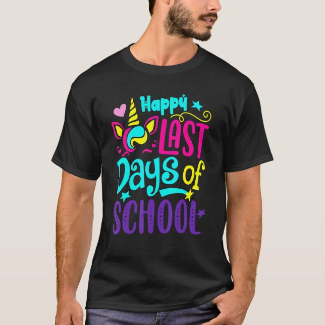 Camiseta Happy Last Day Of School Unicorn Teacher Student G (Frente)