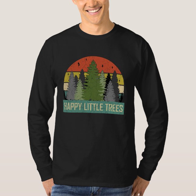 Camiseta Happy Little Trees Evergreen Forest  For Men Women (Frente)