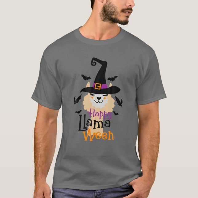 Camiseta Happy Llamaentre Funny Llama Halloween Vibes (Frente)