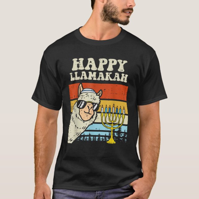 Camiseta Happy Llamakah Jewish Llama Funny Hanukkah Pajamas (Frente)