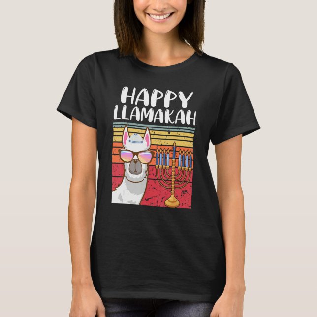Camiseta Happy Llamakah Jewish Llama   Hanukkah Pajamas Cha (Frente)