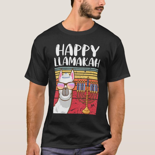 Camiseta Happy Llamakah Jewish Llama   Hanukkah Pajamas Cha (Frente)