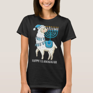 Camiseta Happy Llamakkah Cute Judeu Llama Sunglass Hanuk