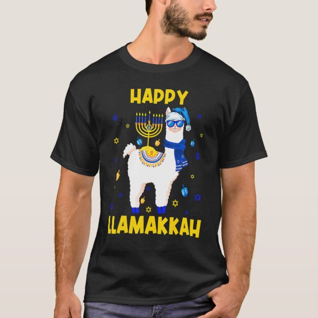 Camiseta Happy Llamakkah Hanukkah Chanukah Llama Alpaca Sun (Frente)