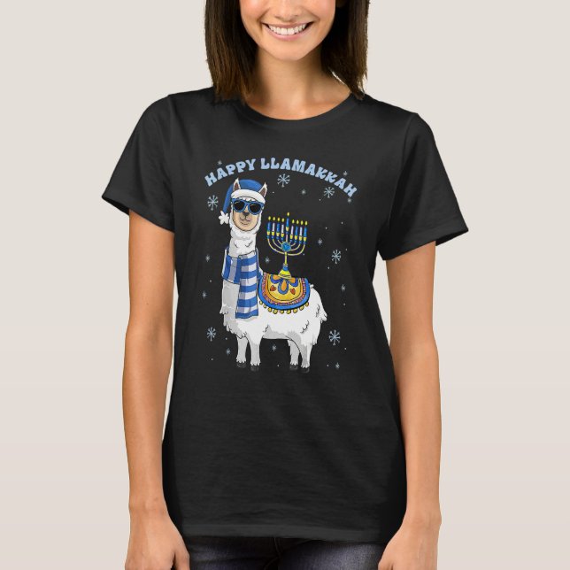 Camiseta Happy Llamakkah Hanukkah Llama Chanukah Alpaca Gir (Frente)
