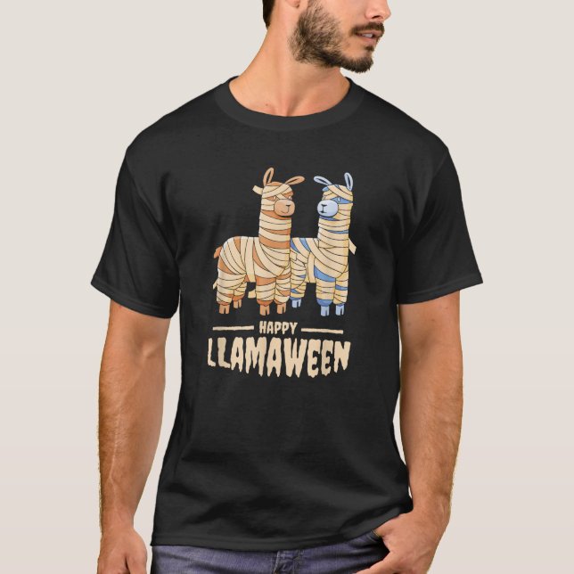 Camiseta Happy Llamaween Funny Halloween Llama Mummy Costum (Frente)
