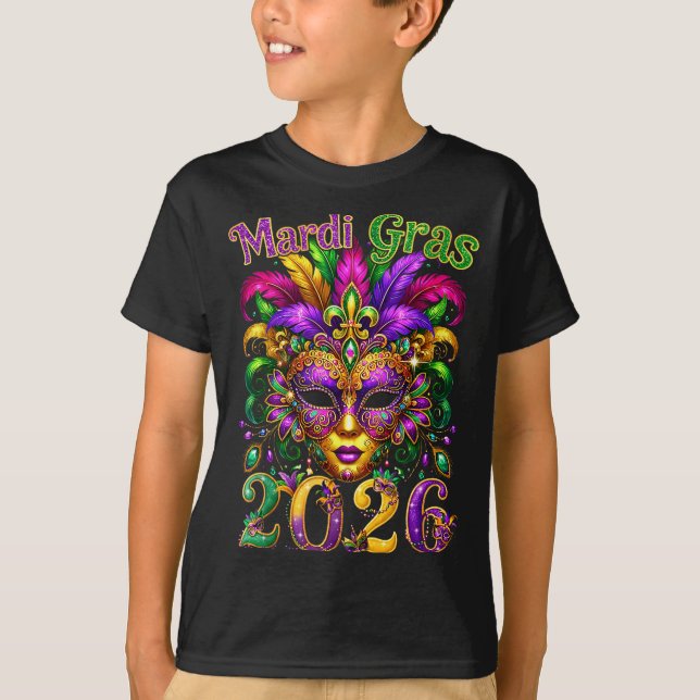 Camiseta Happy Mardi Gras 2026 Jester Hat New Orleans Men W (Frente)