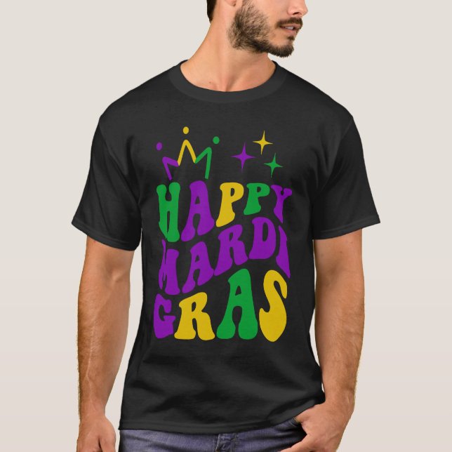 Camiseta Happy Mardi Gras Cool Mardi Gras Retro Groovy (Frente)