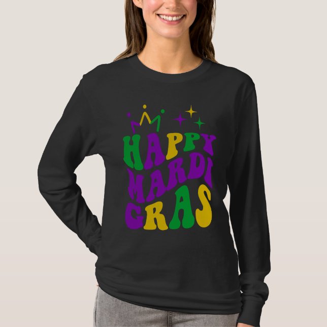 Camiseta Happy Mardi Gras Cool Mardi Gras Retro Groovy (Frente)