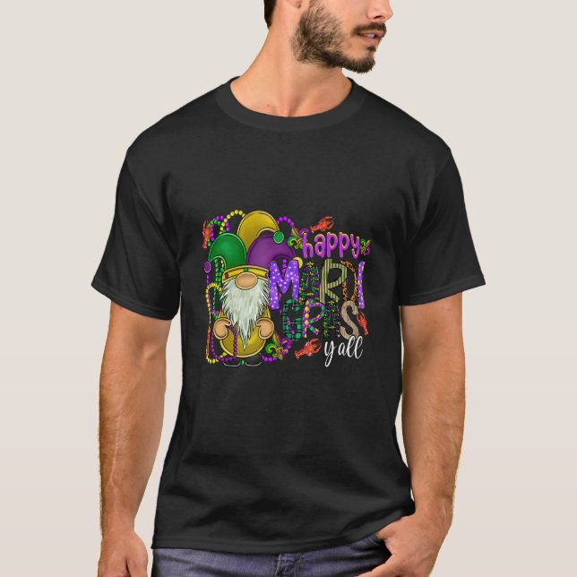 Camiseta Happy Mardi Gras Y'all Rainbow Crawfish (Frente)