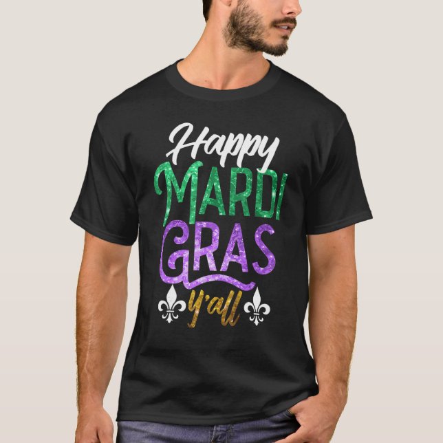 Camiseta Happy Mardi Gras Y'All Shirt Cute Fat Tuesday Funn (Frente)