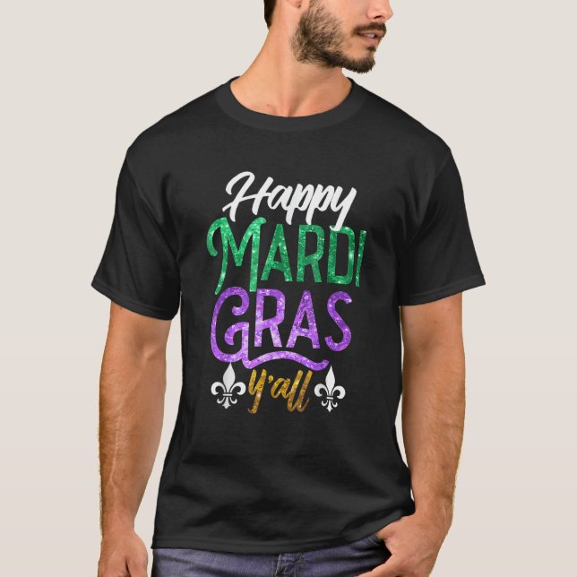 Camiseta Happy Mardi Gras Y'All Shirt Cute Fat Tuesday Funn (Frente)