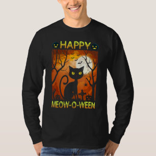 Camiseta Happy Meow O N Halloween Costume Black Cat Assusta