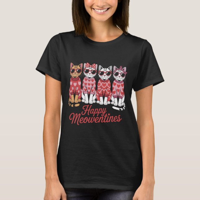 Camiseta Happy Meowentines Cute Cats Valentine's Day T-Shir (Frente)
