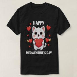 Camiseta Happy Meowentines Day Cute Cat Valentine Pun Gift