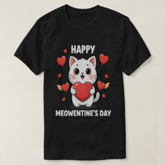 Camiseta Happy Meowentines Day Cute Cat Valentine Pun Gift 