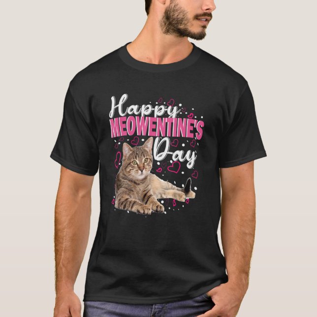 Camiseta Happy Meowentine's Day Funny Valentine's Day Cat   (Frente)