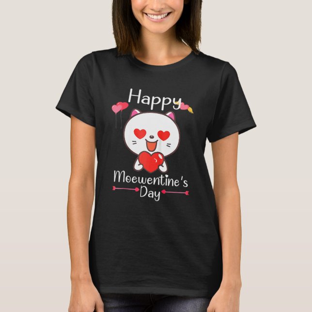 Camiseta Happy Meowentine's Day Valentine Cat Lover Heart C (Frente)