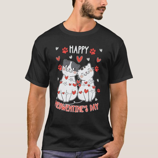 Camiseta Happy Meowentines Valentines Day Cute Cat Kitten V (Frente)