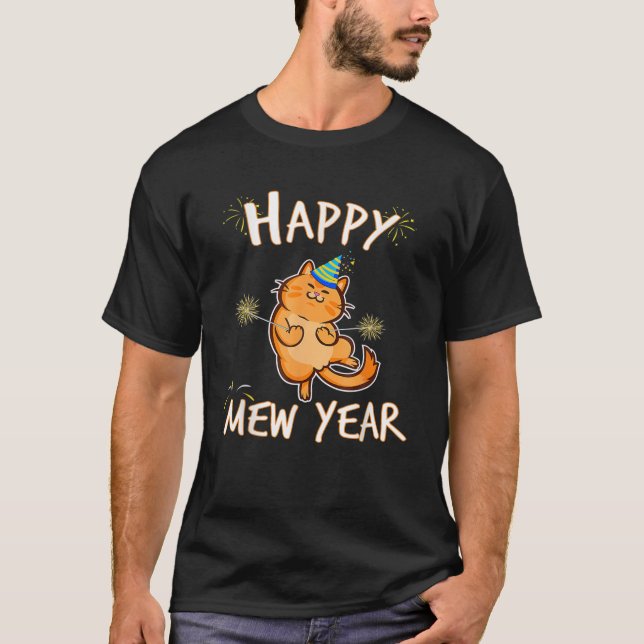 Camiseta Happy Mew Year 2021 Funny Cat New Years Eve Party (Frente)