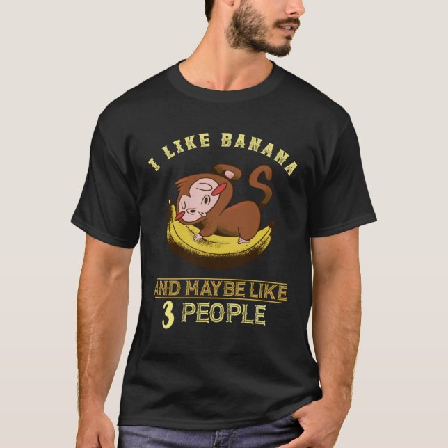 Camiseta Happy Monkey I Like Banana Banana Fruit  Vegetaria (Frente)
