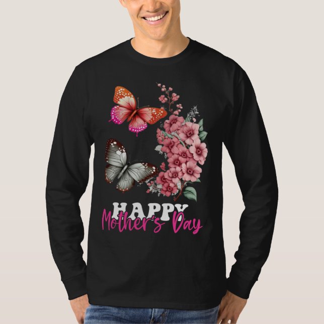 Camiseta Happy Mother s Day 2023 Mothers Day Butterfly Mom  (Frente)