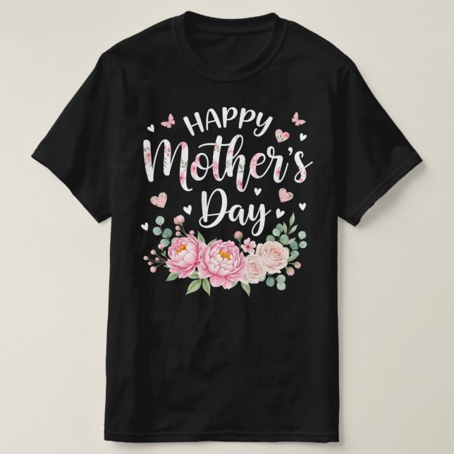 Camiseta Happy Mother’s Day | Elegant Floral Graphic (Frente do Design)