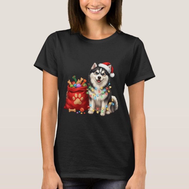 Camiseta Happy Msky Christmas Lights Dog Mom Msky  (Frente)
