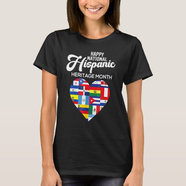 Camiseta Happy National Hispanic Heritage Month Latino Flag (Frente)