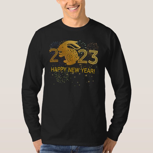 Camiseta Happy New Year 2023 Happy Rabbit New Year (Frente)