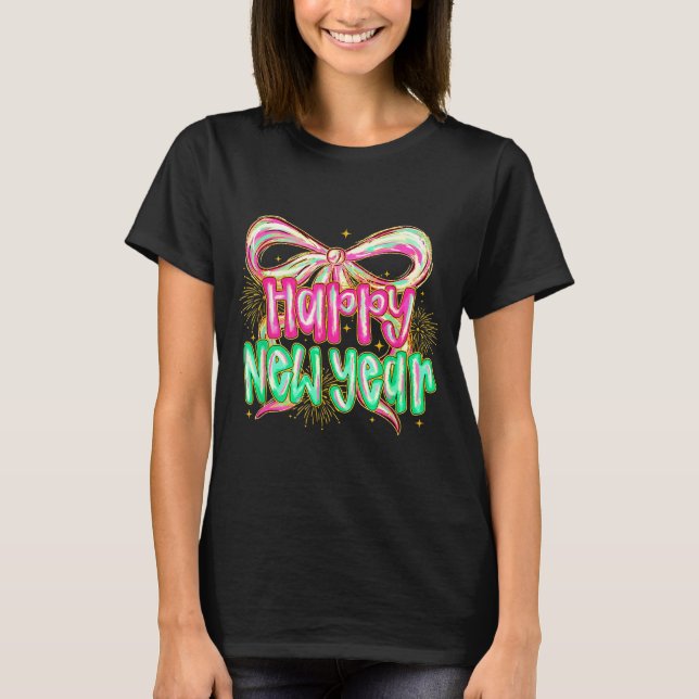 Camiseta Happy New Year 2026 Brushstroke Coquette Firework  (Frente)