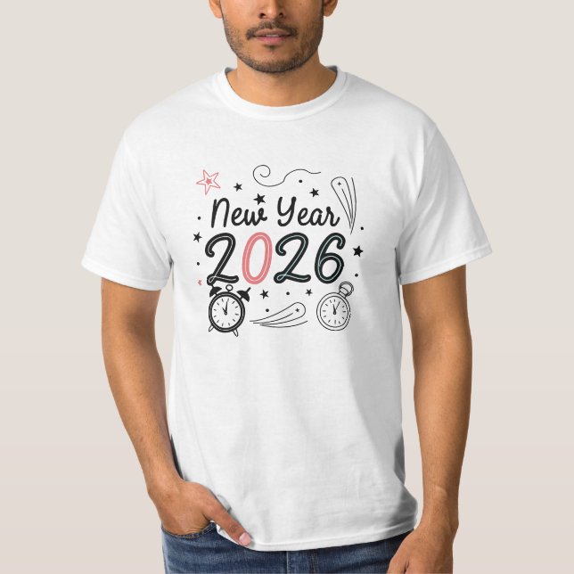 Camiseta Happy New Year 2026 Celebration T-Shirt – Festive  (Frente)